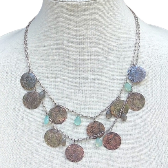 Stella & Dot Jewelry - Stella & Dot retired labradorite and aquamarine coin necklace